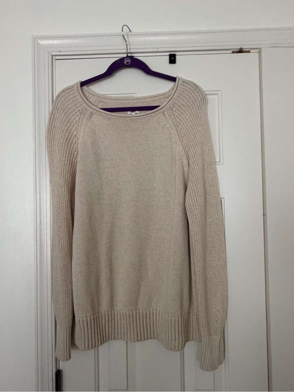 aerie Cream Crewneck Sweater - Lightweight Knit